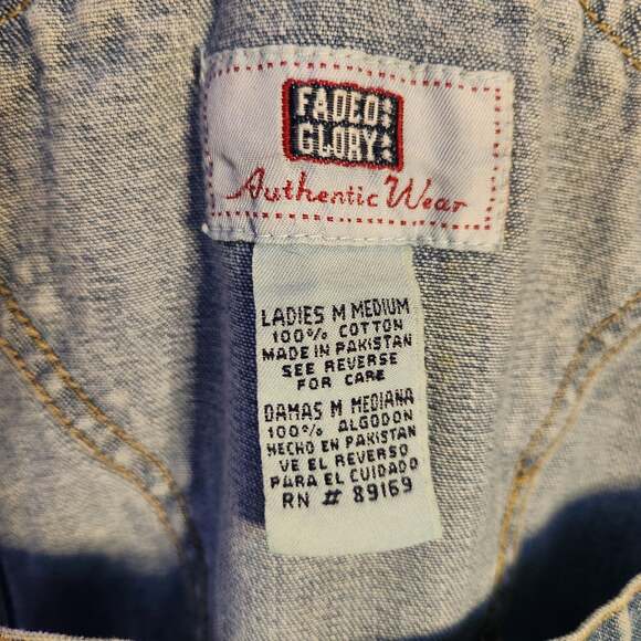 Vtg Faded Glory Authentic Wear Women's Med Denim Overall Jumper Mini Dress - Picture 2 of 8